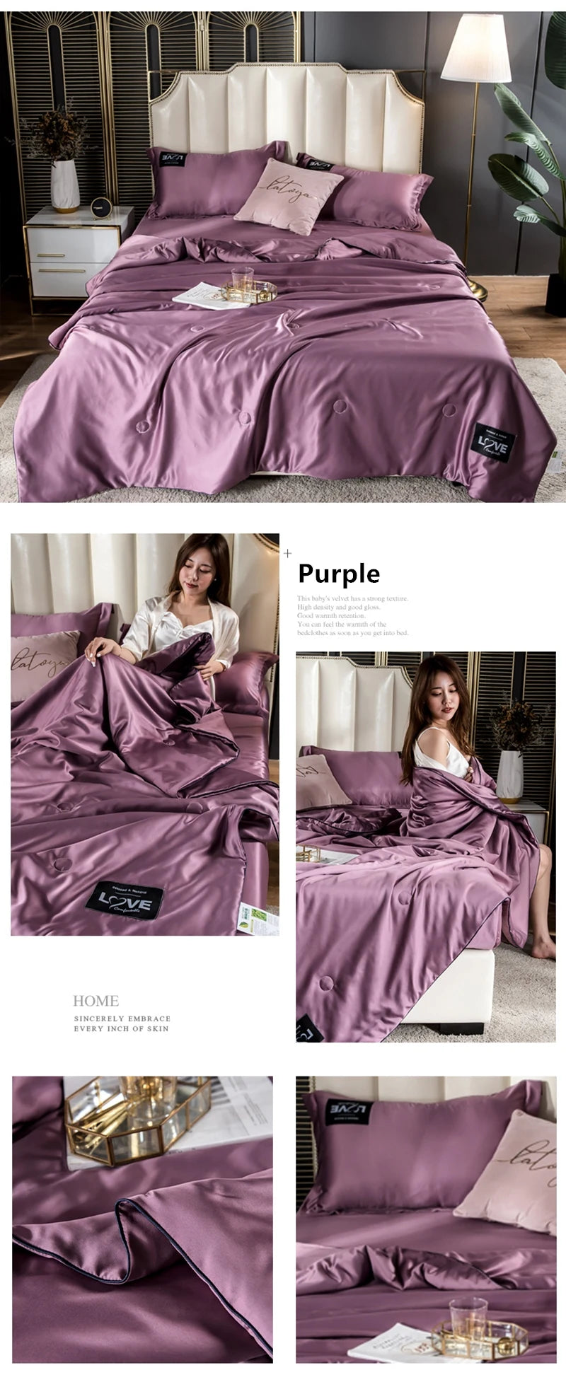 Summer Mulberry Silk Comforter Duvet Insert Luxury Natural Silk Blanket Satin Bedding Quilt Queen Single Double Twin Size Bed
