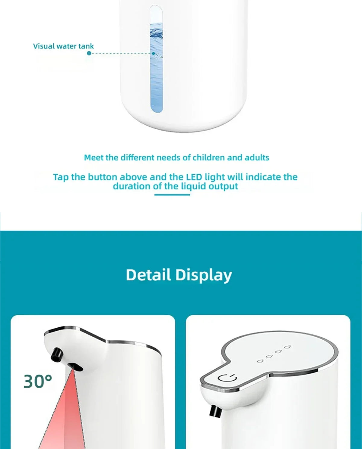 Waterproof Automatic Soap Dispenser 350ml Foaming Soap Dispenser Type C Rechargeable Electric  Adjustable Foam Soap Dispenser