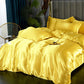Silk Bedding Set with Duvet Cover Bed Sheet Pillowcase Luxury Satin Bedsheet Solid Color Double Single King Queen Full Twin Size