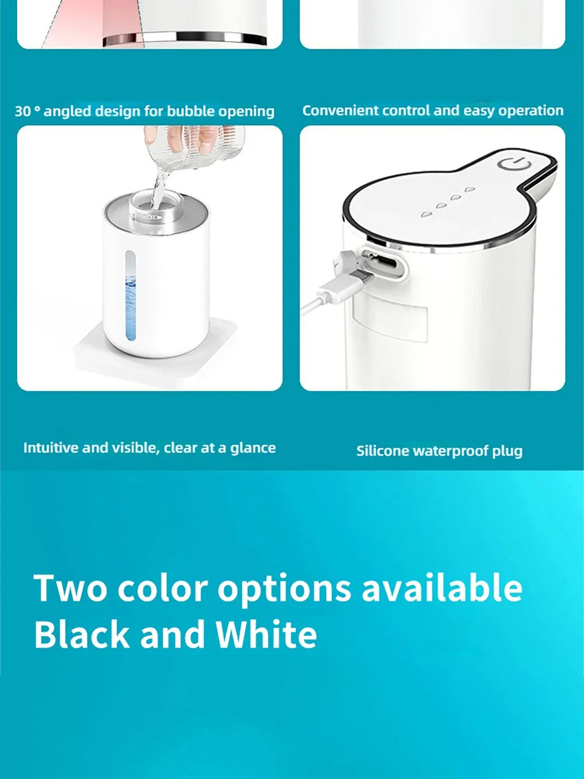 Waterproof Automatic Soap Dispenser 350ml Foaming Soap Dispenser Type C Rechargeable Electric  Adjustable Foam Soap Dispenser