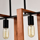 4-Light Kitchen Island Lights Pendant Light Farmhouse Dining Room Light Fixture, Rustic Wood And Black Metal Rectangular Chandelier, Hanging Lighting For Living Room,Conference Room, Home Office