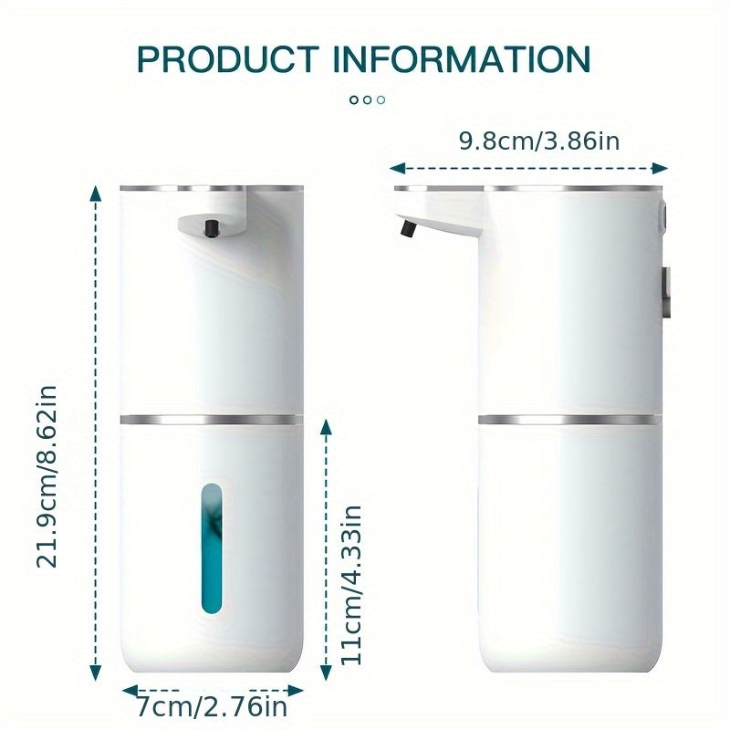 12.85oz Automatic Soap Dispenser with Touchless Sensor - Wall-Mounted, Rechargeable Lithium Battery, USB Charging, Modern Design for Bathroom And Kitchen, Bathroom Soap Dispenser|Modern Soap Dispenser|Touchless Soap Dispenser