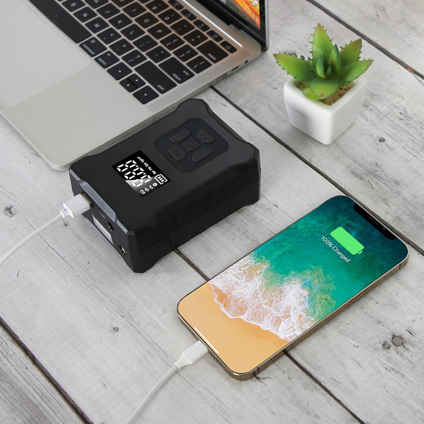 1Pc 150PSI Cordless Tire Inflator Digital Air Compressor With LED Light Emergency Power Bank For Cars Motorcycles Bicycles Balls