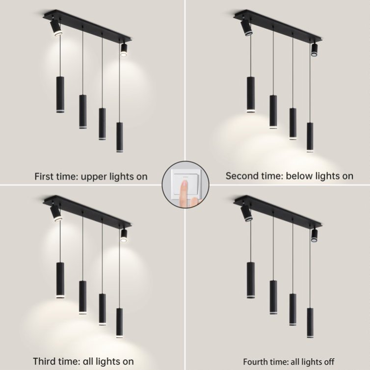 Angelina 6 - Light Matte Black Kitchen Island Pendant No Bulb